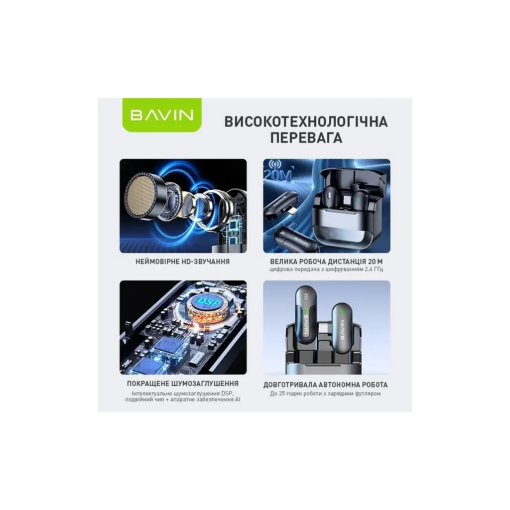 Мікрофон BAVIN MP-100 Type-C Black (H-MP-100 BK) - фото 12