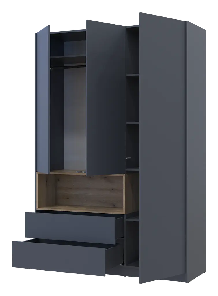 Шафа для одягу з нішою Doros Дейл Графіт/Дуб Евок 3 ДСП 150х52х220 (80737723) - фото 3