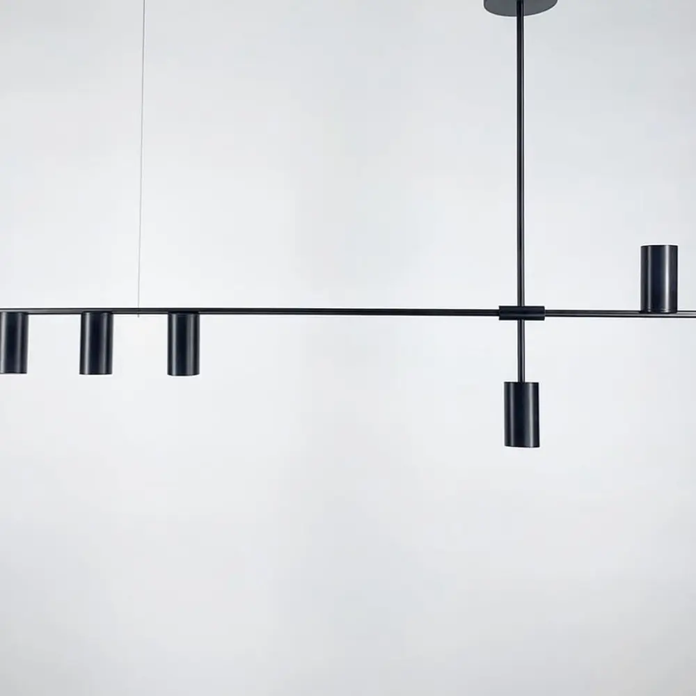 Современная линейная люстра с плафонами в виде спотов Line.F MD 8021-5 BK+BK - фото 3