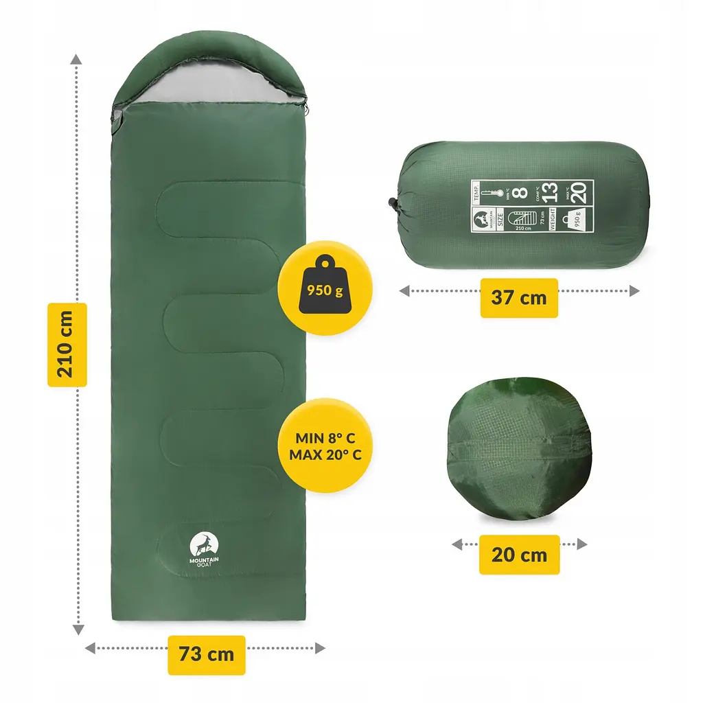 Спальний мішок (спальник) ковдра Mountain Goat Standard 2 в 1 MG0015 8 ...+20°C R Olive/Grey (P-5905973400961) - фото 9