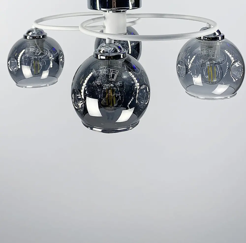 Потолочная люстра-орбита на 4 плафона (янтарных или графитовых) Ст. 7060/4 WT | Line F - фото 3
