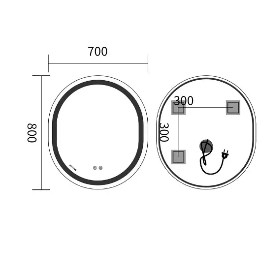 Дзеркало Mixxus Premium ELLIPSE MV05-80x70-REVERSE (LED Touch, Anti-fog (3-6,5kK)) (MP6643) - фото 5
