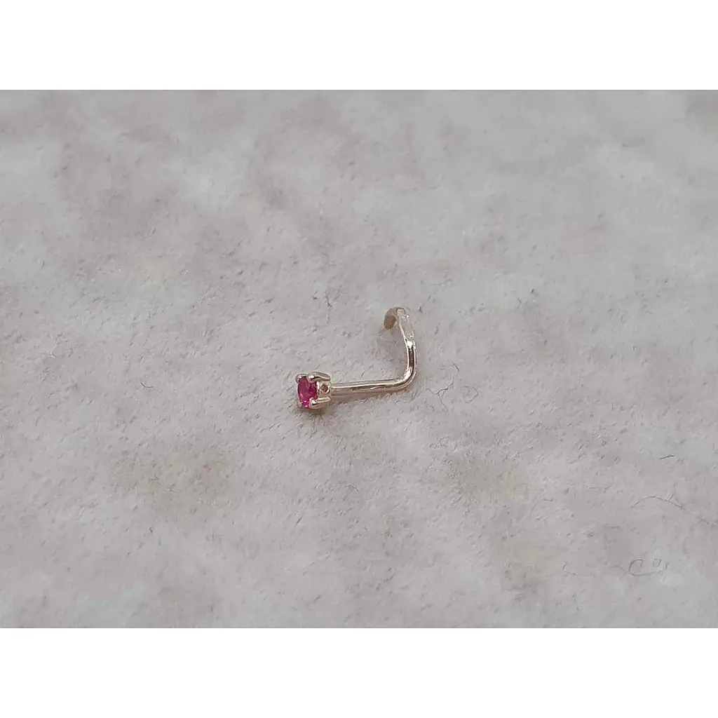 Золотая серьга-пирсинг в нос Dear с фианитом. 1018.1 Розовый - фото 2