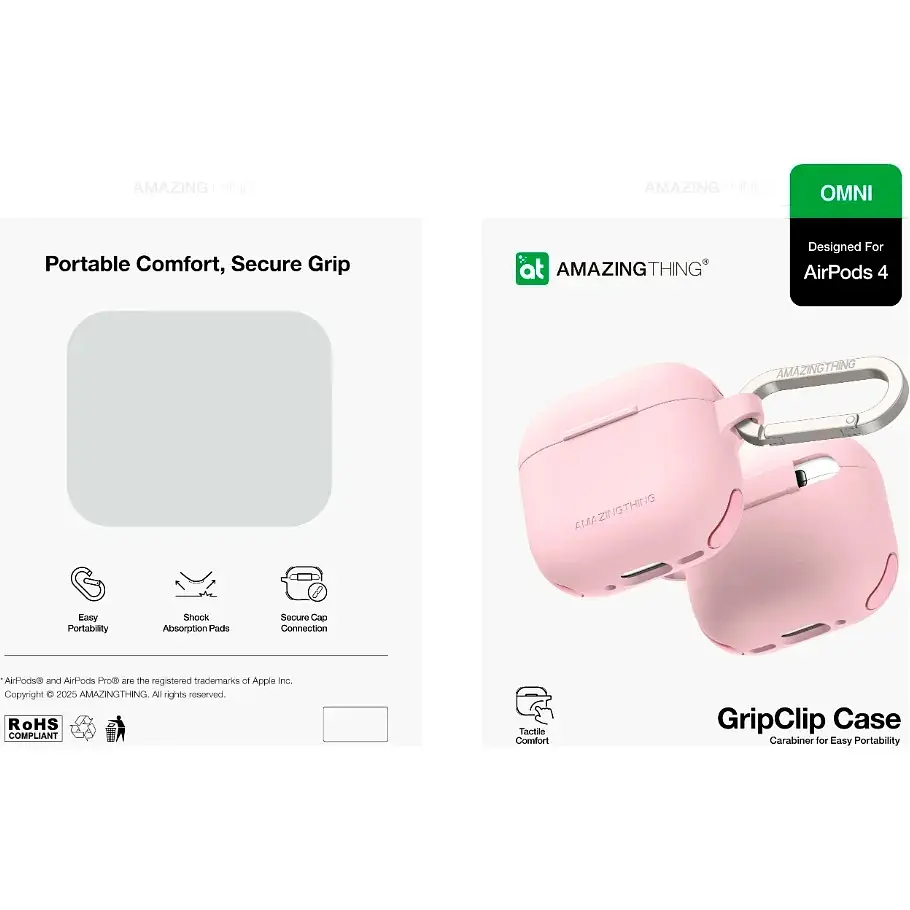 Чехол AmazingThing Omni GripClip Case для Apple AirPods 4 Pink (APRO4OMPK) [131100] - фото 4