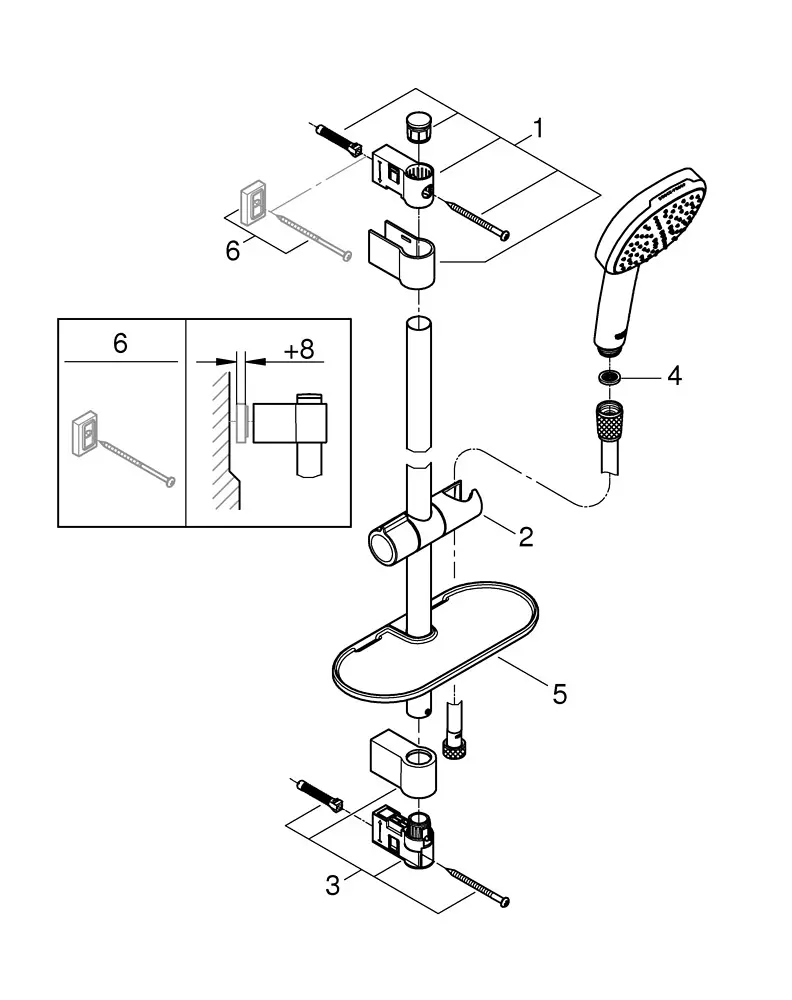 Душовий гарнітур Grohe Tempesta Cube 2 режими струменя 110 26907003, Хром - фото 8