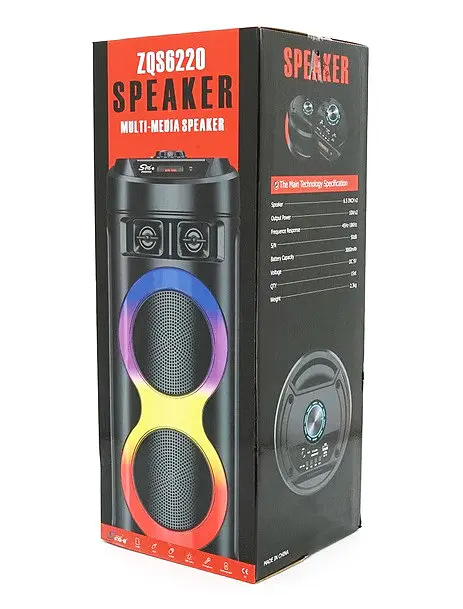 Переносная колонка караоке ZQS-6220 Bluetooth акустическая система с микрофоном и подсветкой 20 Вт USB Черный - фото 9