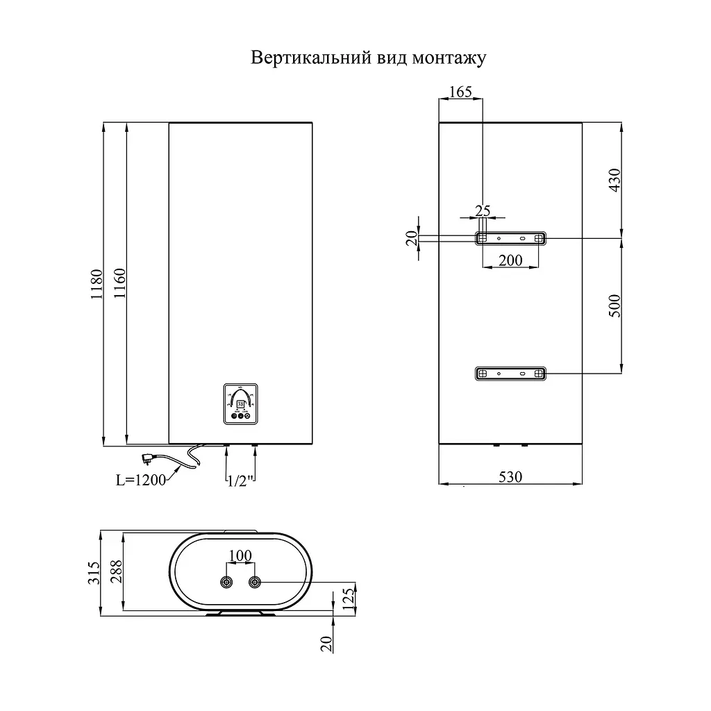Водонагреватель Kroner Flacher K100F2-D 100 л, 2 кВт, сухой ТЭН, вертикальный, прямоугольный, белый (CV031152) - фото 7