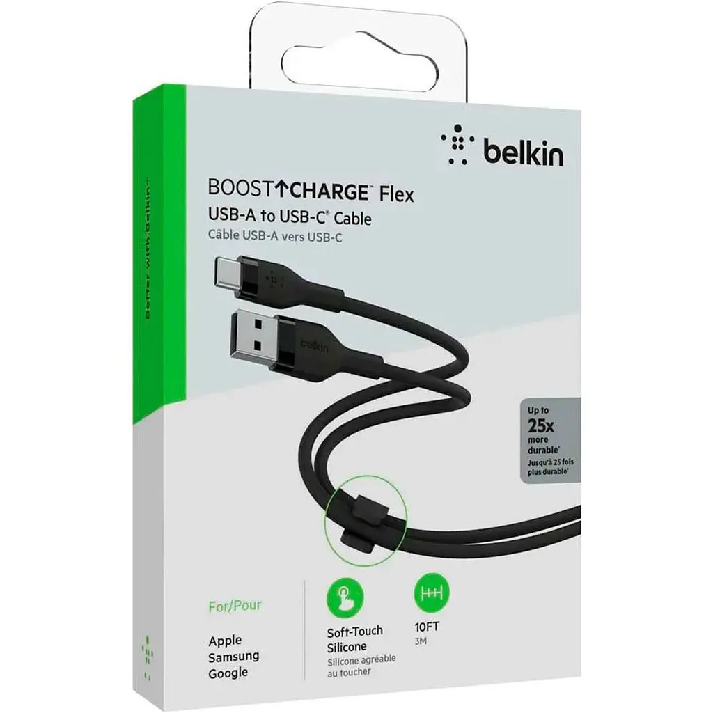 Кабель Belkin Boost Up Charge Flex USB-A to USB-C 3m Black (CAB008BT3MBK) [158883] - фото 6