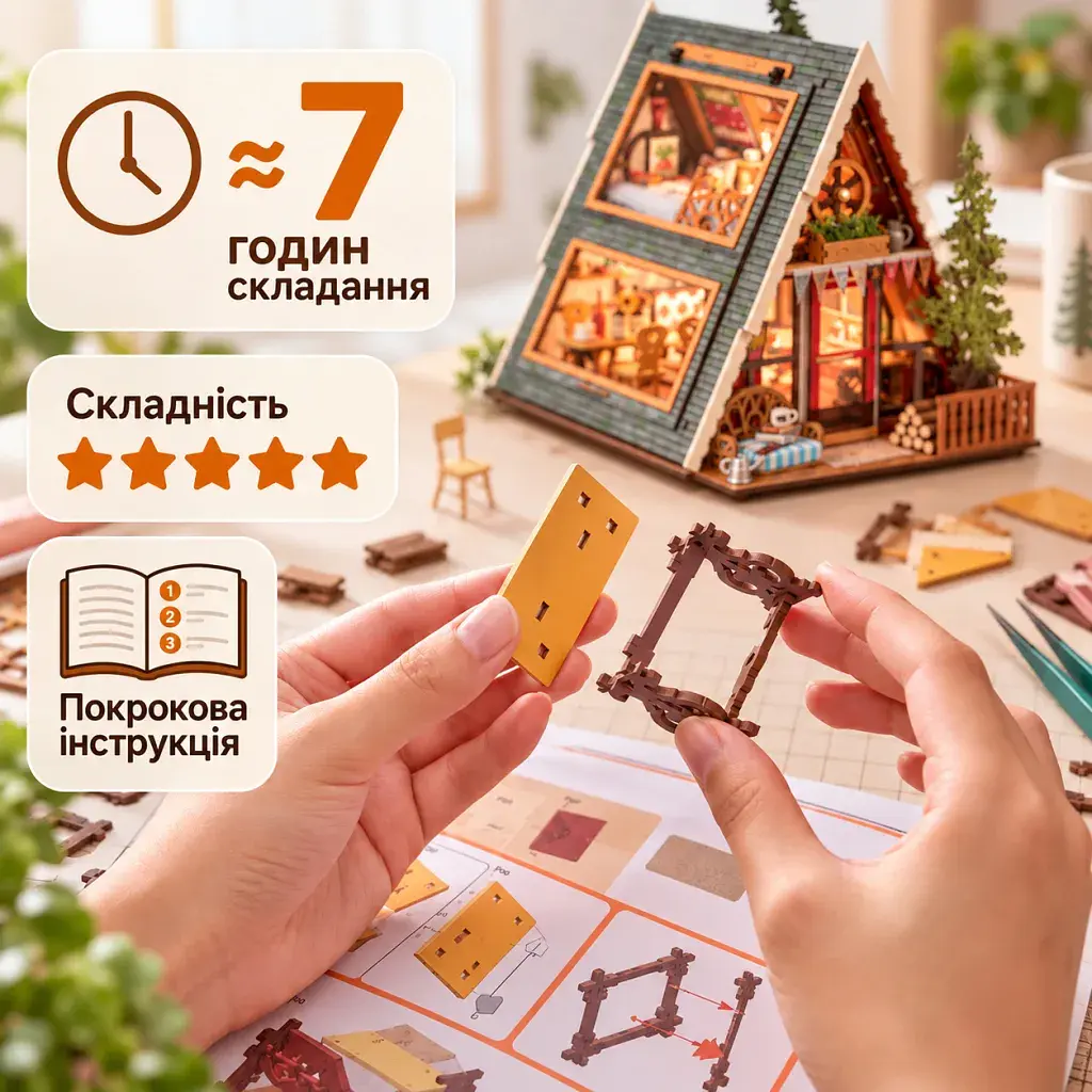 Конструктор Robotime Rolife дерев'яний 3D Затишний котедж (DG181) - фото 4