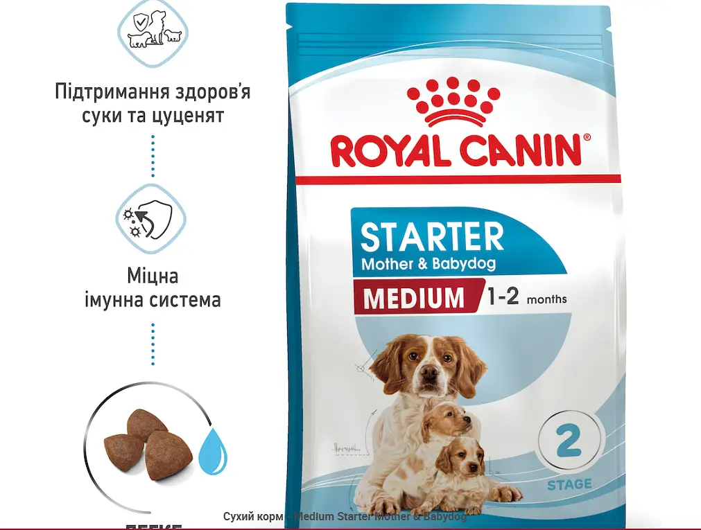 Сухий корм для цуценят та собак середніх порід Royal Canin Medium Starter 1 кг 2993010 - фото 3