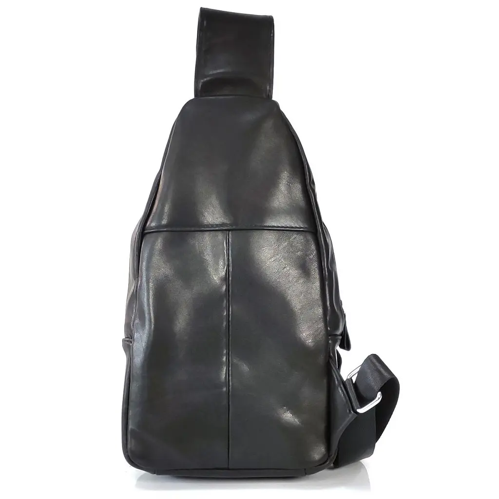 Чоловічий слінг Tiding Bag FL-N2-4004A із гладкої шкіри чорного кольору. - фото 3