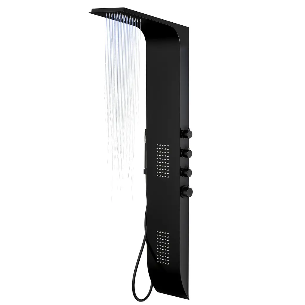 Душова панель Corsan Duo black LED A777MBLLED, Чорний матовий - фото 2