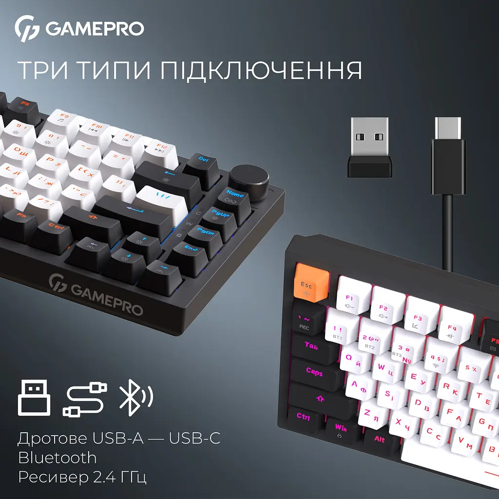 Клавіатура бездротова GamePro Asgard Valhalla QLAB Sakura Switch Black (MK160-B-QS-PRO) - фото 6