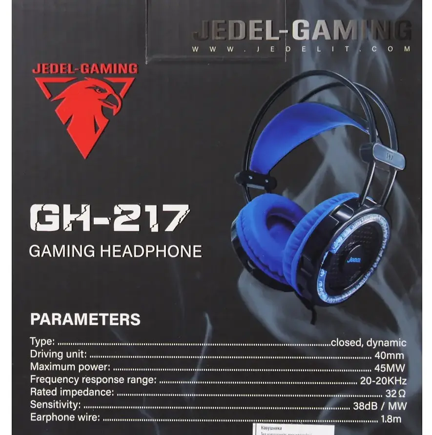 Ігрові навушники з мікрофоном Jedel GH217 Balck-Blue - фото 4