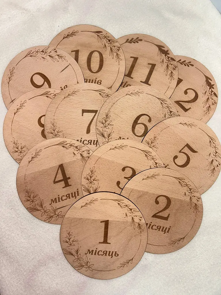 Дитячі карточки для фотосесії "12 місяців" з фанери - фото 2