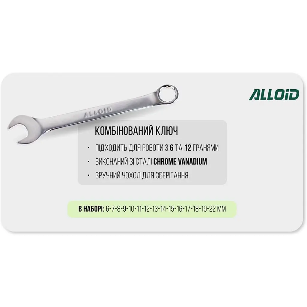 Набір ключів комбінованих Alloid 15 предметів (НК-2005-15М) - фото 3