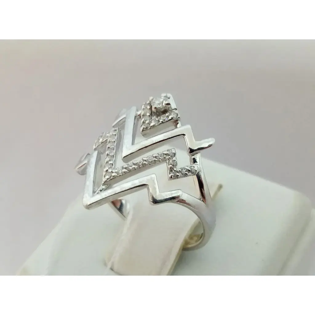 Срібне кільце Харківська ювелірна фабрика з фіанітами. 500187-Р 16,5 - фото 4