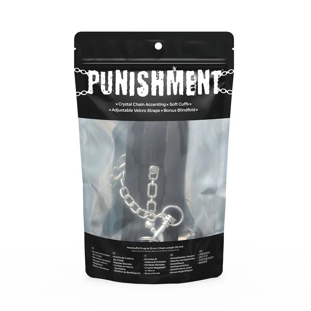 Наручники Punishment – Crystal Detail Handcuffs – Black, знімний ланцюжок, оздоблені кристалами - фото 4