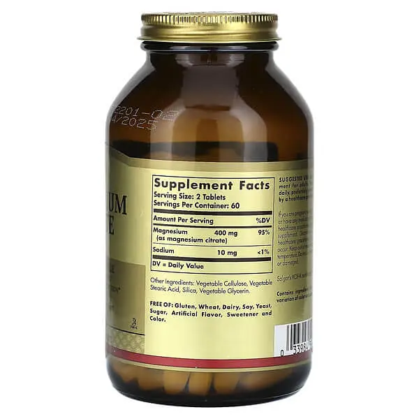 Магній Magnesium Citrate 400 mg 120 таблеток Solgar vit0005436 - фото 2