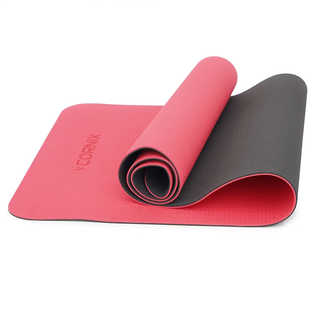 Килимок спортивний Cornix TPE 183 x 61 x 0.6 см для йоги та фітнесу XR-0006 Red/Black - фото 2