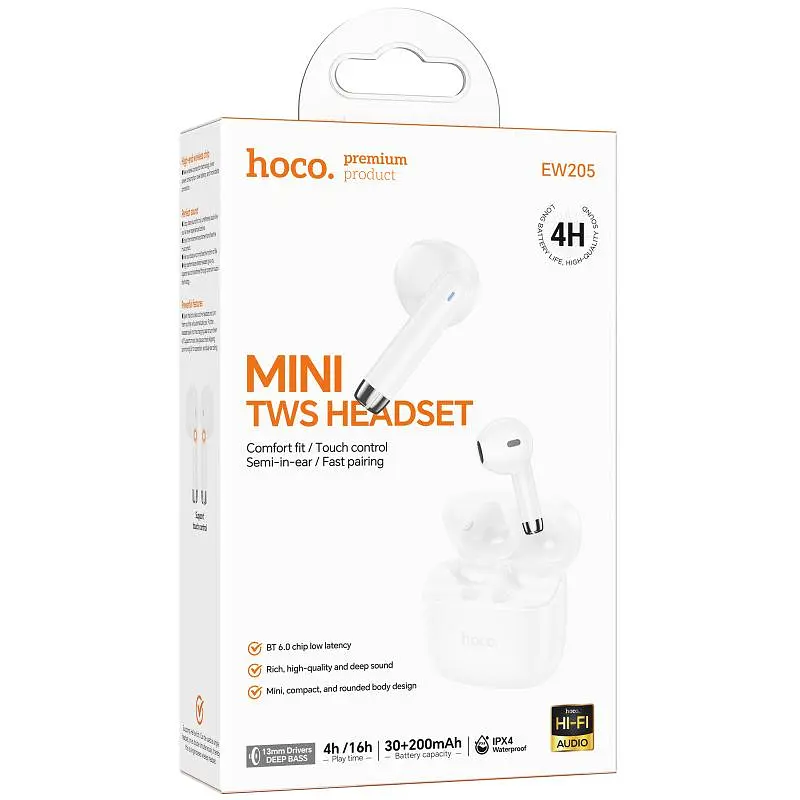 Беспроводные TWS наушники Hoco EW205 Peaceful White - фото 3