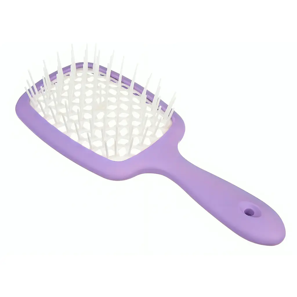 Гребінець щітка для волосся Superbrush Plus Hollow Comb Сиренево-белый 85780 - фото 3