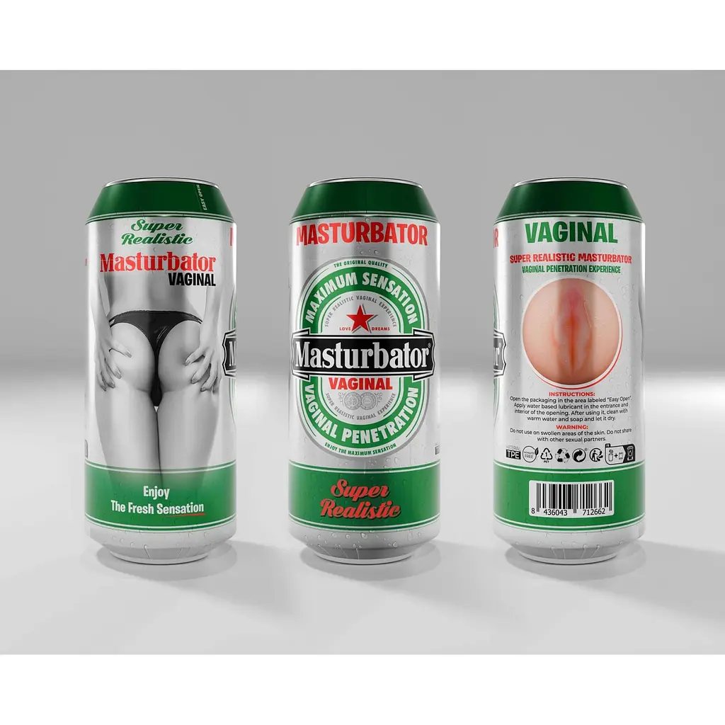 Мастурбатор-вагіна Alive Heineken Vagina II у вигляді банки пива, реалістичний - фото 8