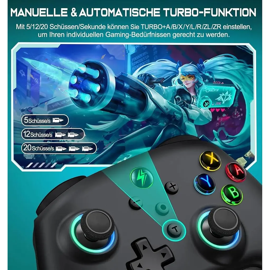 Перемикач бездротового контролера ALEEMTRY Pro Controller з функцією RGB Light/Programmable/Ake - фото 7