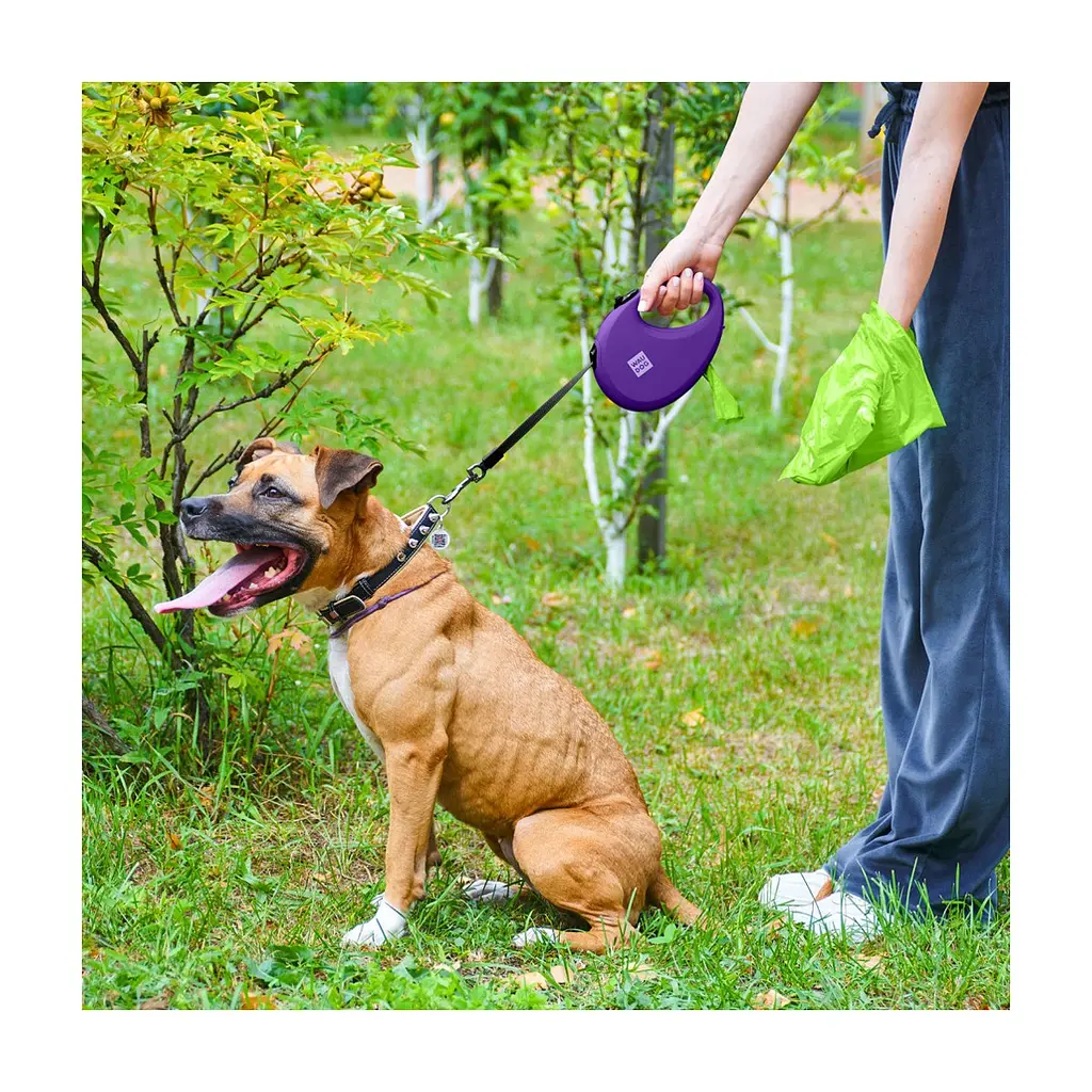 Повідець для собак WAUDOG R-leash з контейнером для пакетів L до 40 кг 5 м фіолетовий (26299) - фото 7