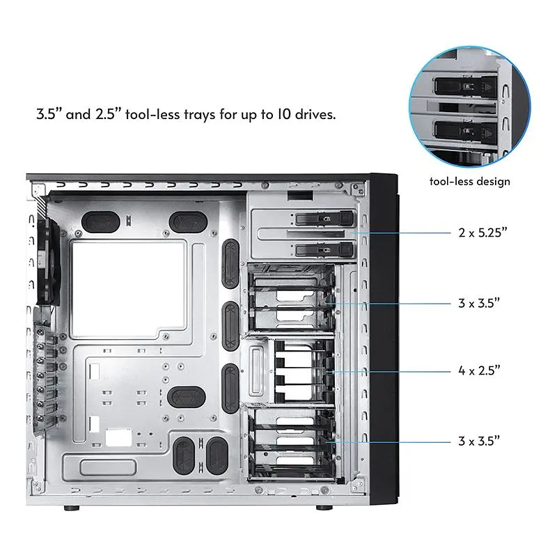 Корпус Chieftec UNI BW-01B-OP, без БЖ, 1x USB Type C, 1 x USB3.0, ATX, Black (BW-01B-OP) - фото 5