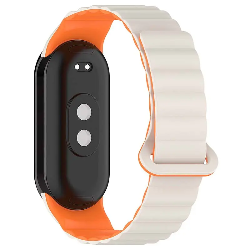 Ремінець Dual-color Magnetic для Xiaomi Mi Band 9/8/10 White / Orange - фото 2