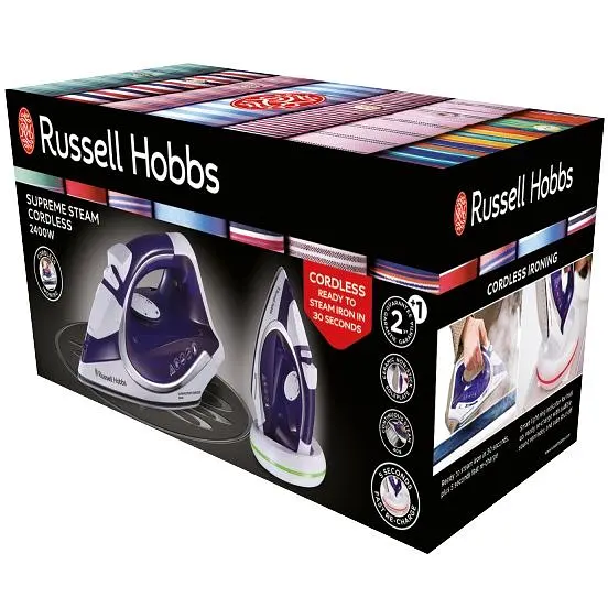 Праска Russell Hobbs Supreme Steam Cordless бездротова 2400 Вт біло-синя (23300-56) - фото 3