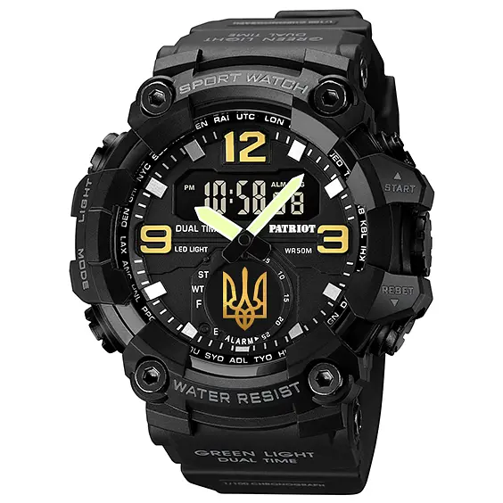 Чоловічий наручний годинник 003BKUAGD Тризуб золото Чорні + Коробка. Patriot acs0031061 - фото 5