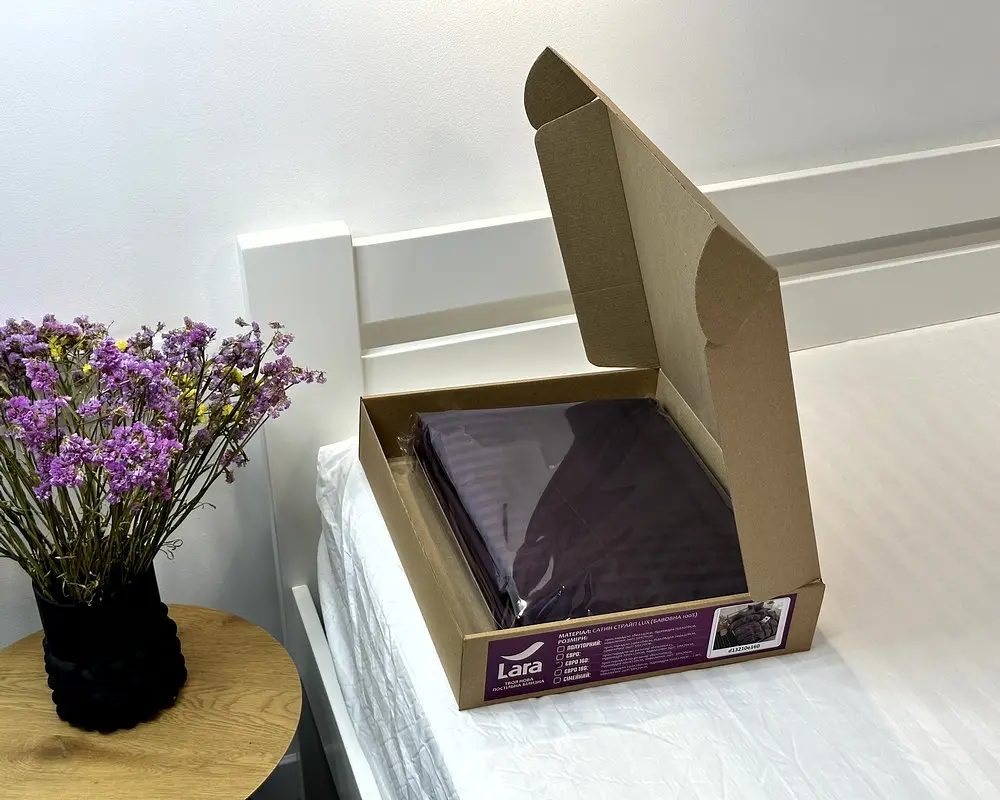 Постільна білизна LARA сатин-страйп LUX dark violet d13210р полуторний - фото 6