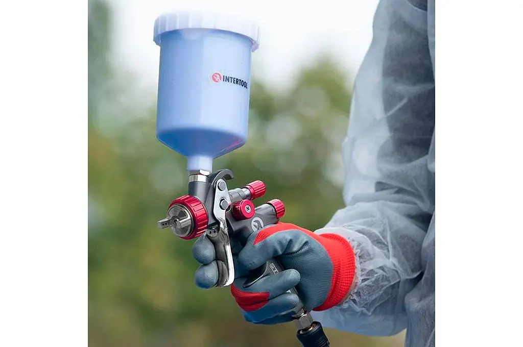 Рукавички робочі захисні Intertool з нітриловим покриттям 10" червоно-сірі (в упаковці 12 шт.) - фото 4