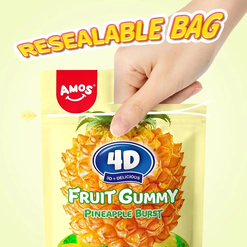 Желейні цукерки Amos 4D Fruit Gummy Pineapple Burst 170г - фото 4
