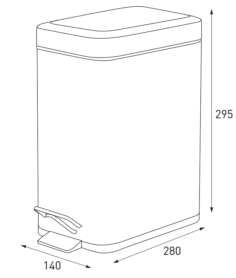 Відро для сміття Zerix Sansa-TC0105 5 л з плавним закриттям прямокутне Black ZX5894, Чорний матовий - фото 5