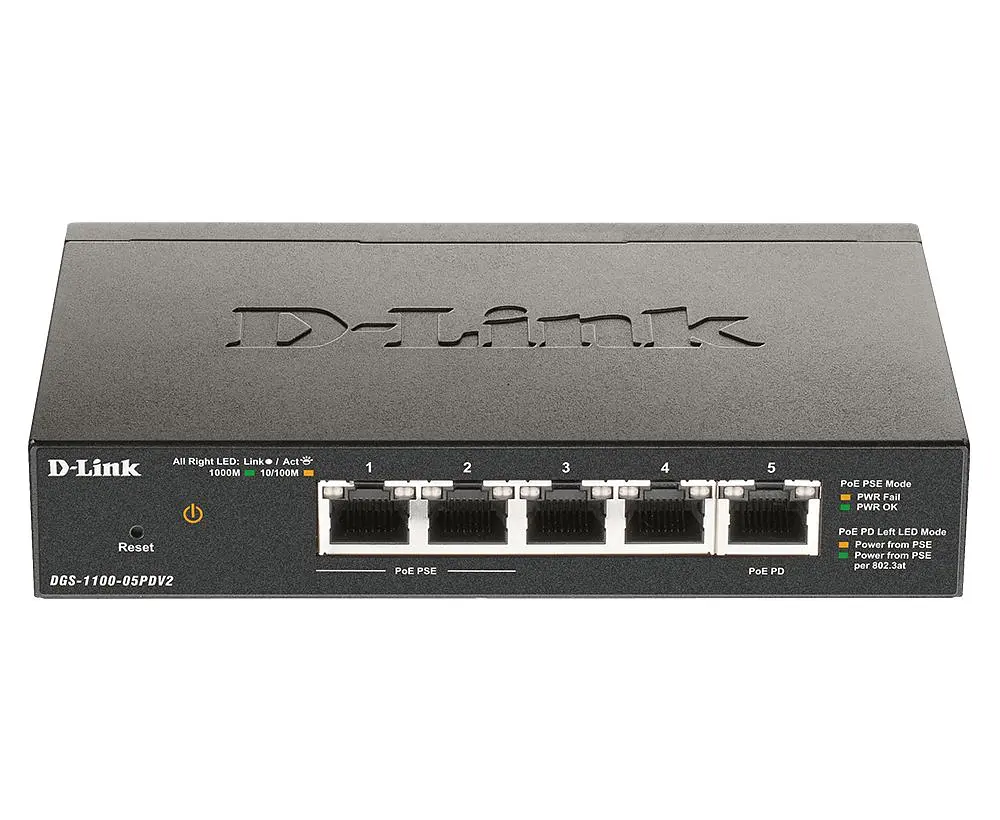 Комутатор DGS-1100-05PD 5xGE, (2xGE, 2xGE PoE, 1xGE PD), EasySmart D-Link teh0018271 - фото 2