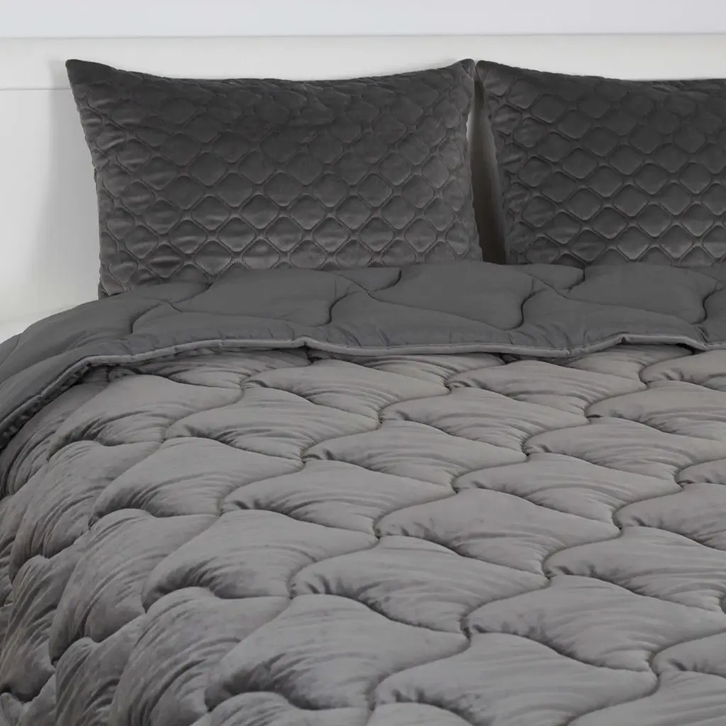 Ковдра полуторна ТЕП VELOUR 1-04870_34535 150х210 см темно-сіра - фото 3