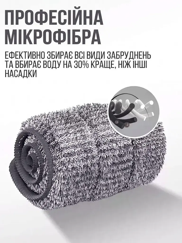 Швабра з відром та автоматичним віджимом 11 л, сіра (49675833) - фото 7