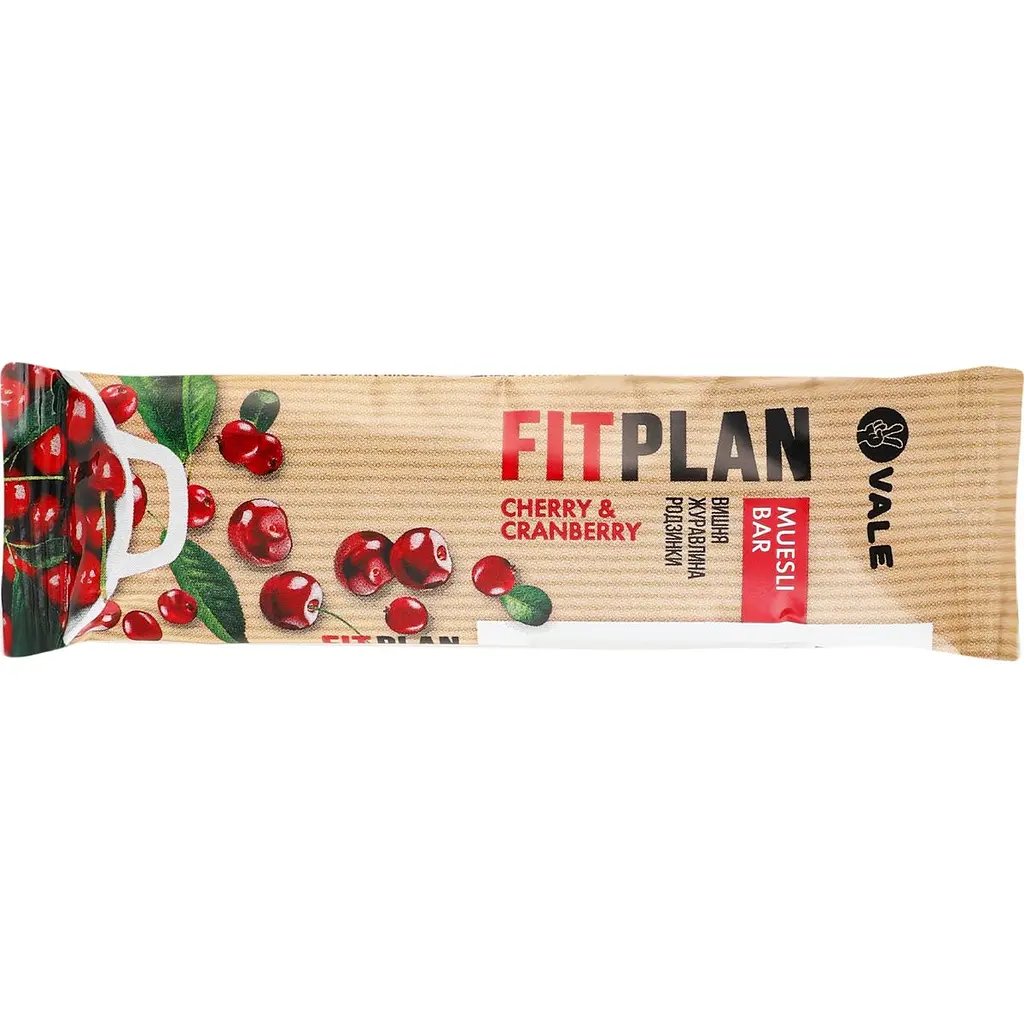 Батончик-мюсли Vale Fitness Plan Muesli Bar Cherry Cranberry 900 г (30 шт. x 30 г)  - фото 3