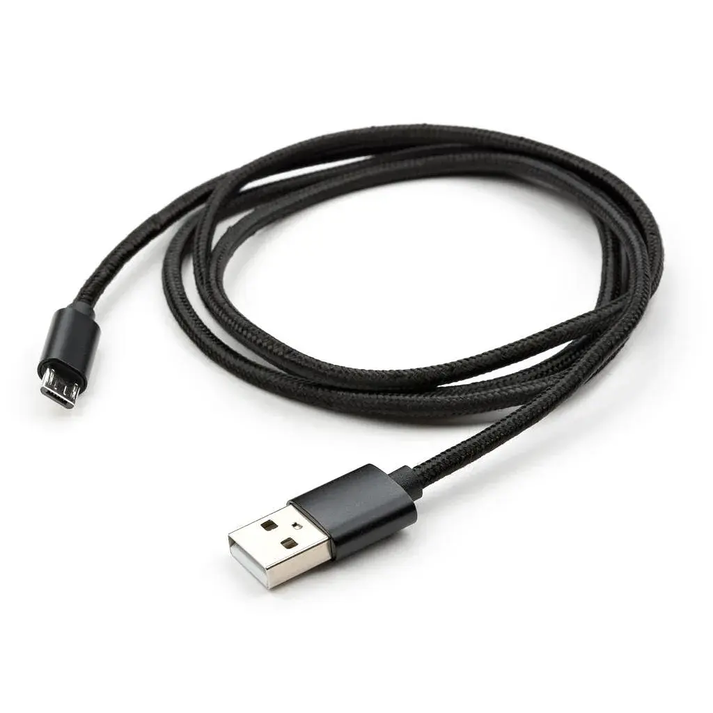Дата кабель USB 2.0 AM to Micro 5P 1m nylon black Vinga (VCPDCMNB1BK) - фото 5