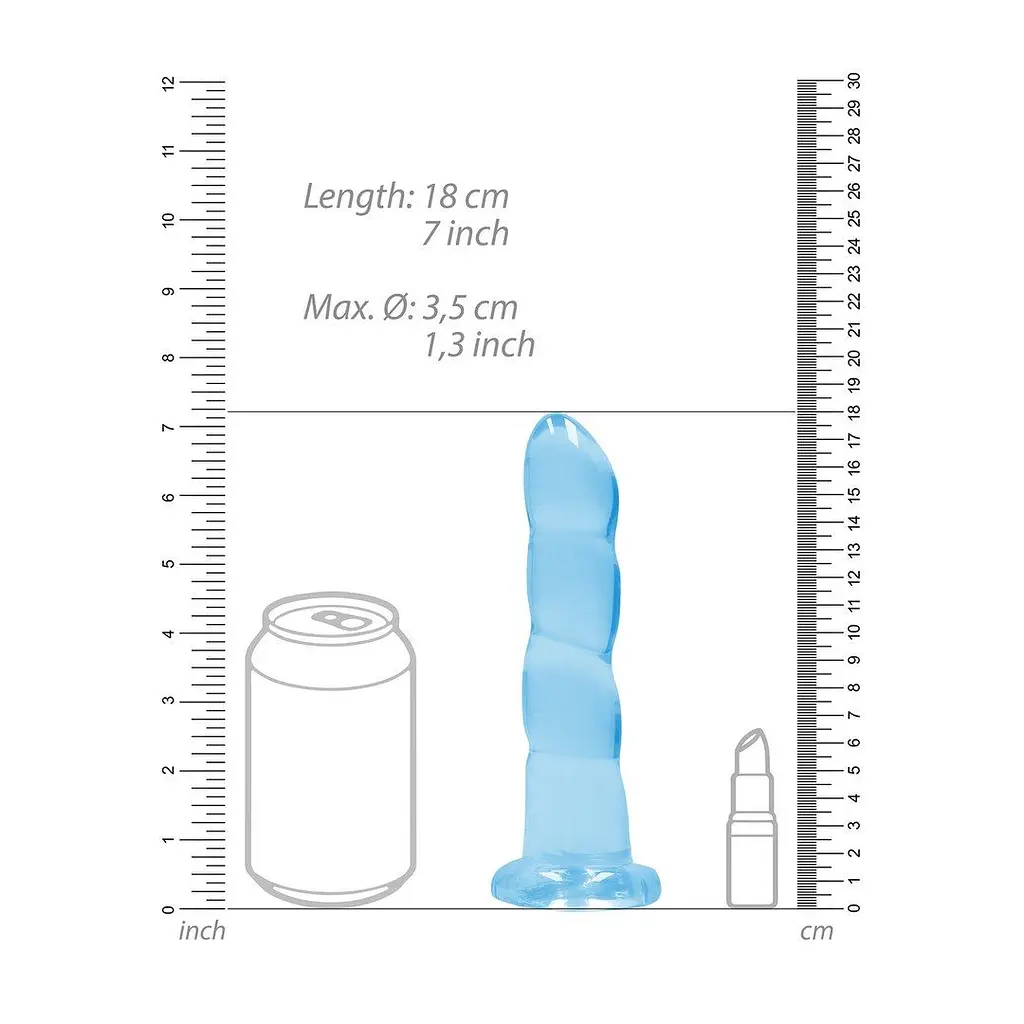 Фалоімітатор RealRock Crystal Clear 7", 18 см (блакитний) - фото 2