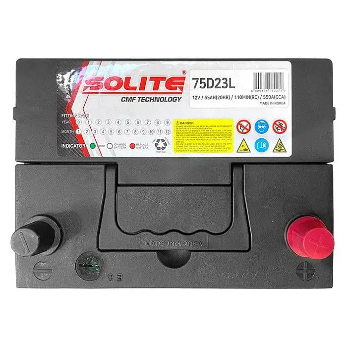 Аккумулятор Solite 6СТ-65Ah 75D23L ASIA Ев (-/+) 550CCA 232 x 175 x 225 мм - фото 4