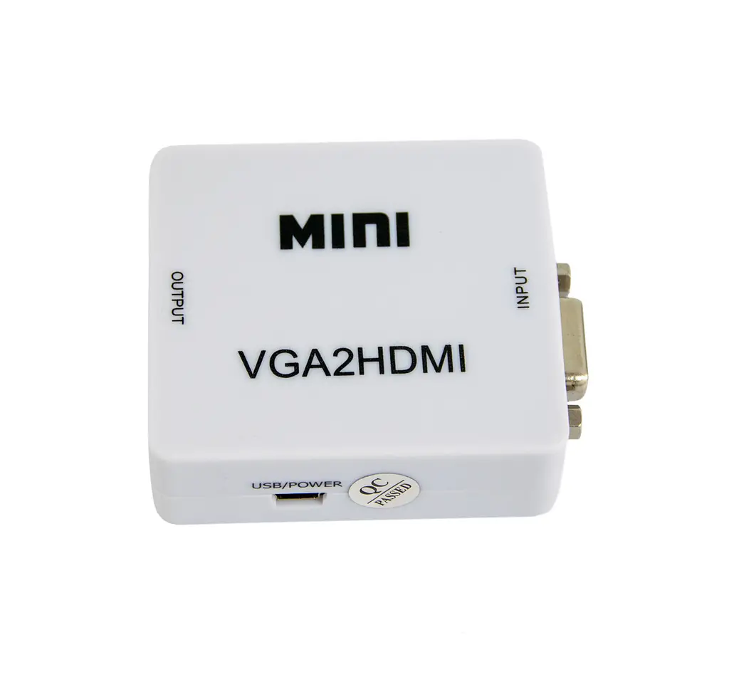 Перехідник з VGA HDMI зі звуком MiNi VGA2HDMI білий конвертор vga to hdm