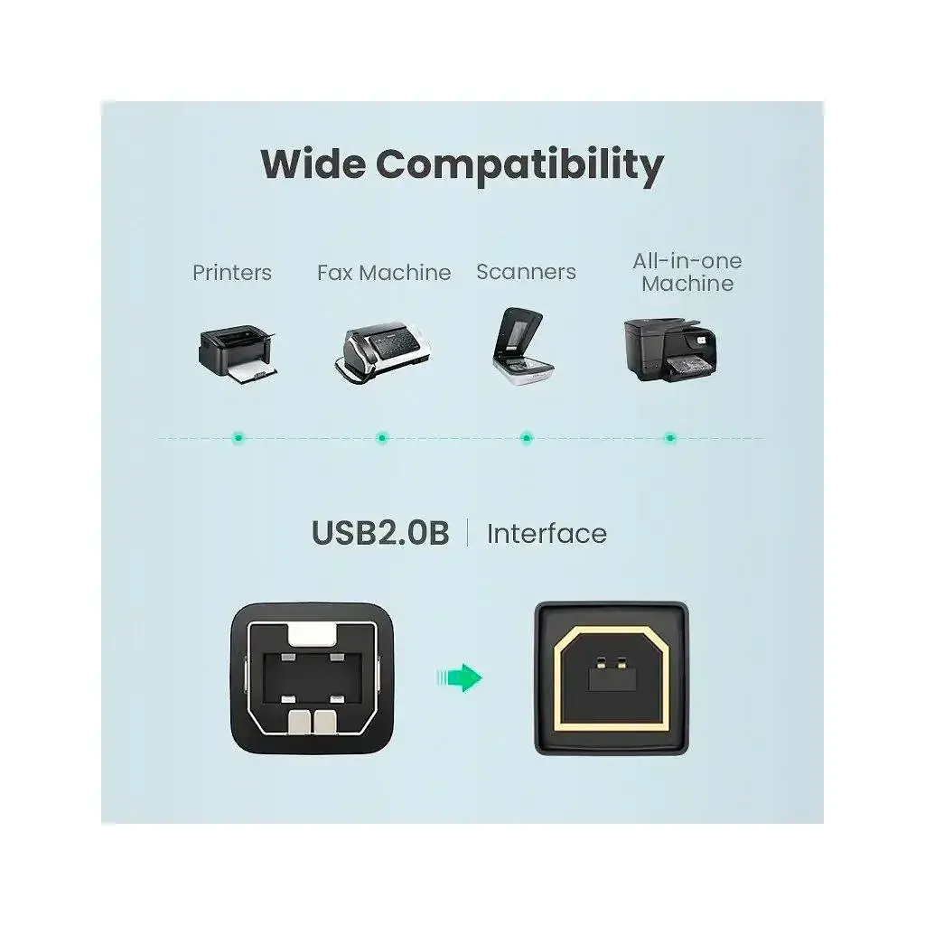 Кабель для принтера USB 2.0 AM/BM 3.0m US135 black Ugreen (10351) - фото 4