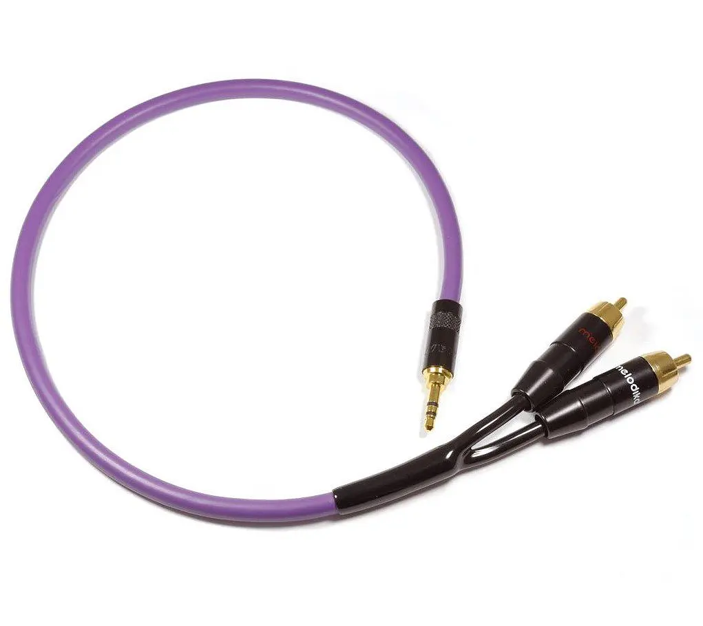 Інтерфейсний кабель MiniJack 3.5 mm-2хRCA Melodika MDMJ2-R10 Purple Cable 1m - фото 3