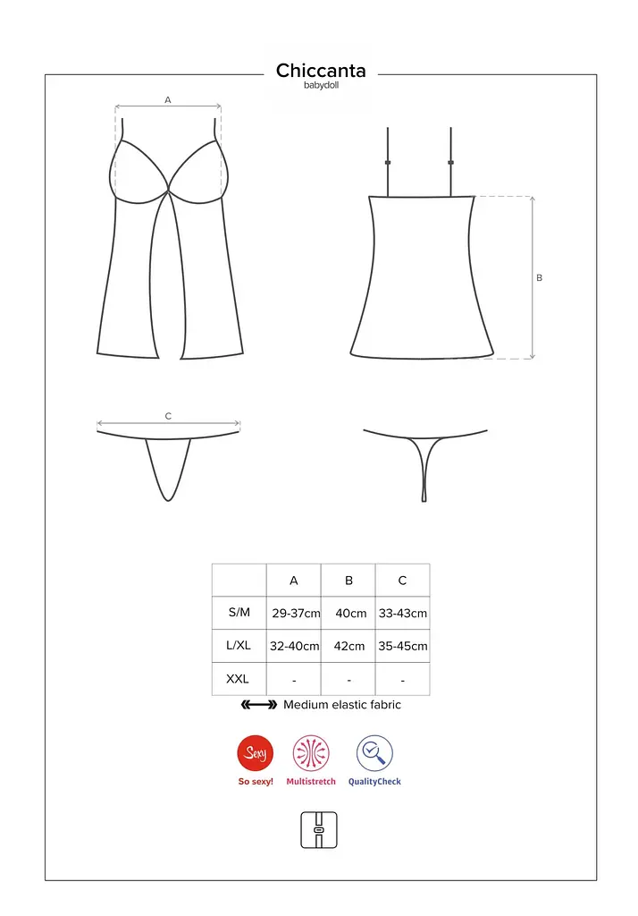 Комплект білизни Obsessive Chiccanta Babydoll S/M чорний - фото 7