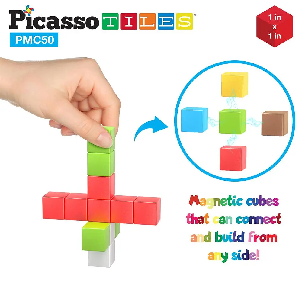 Конструктор магнітний BUILDING CUBES PMC50/23645 PICASSO TILES 50 деталей у коробці - фото 3