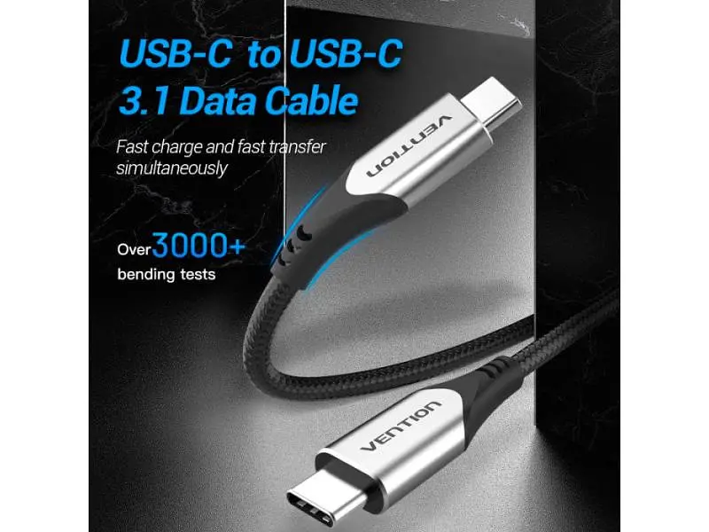 Кабель USB Type-C Vention USB Type-C to USB Type-C 0.5m Grey (TAAHD) - фото 8